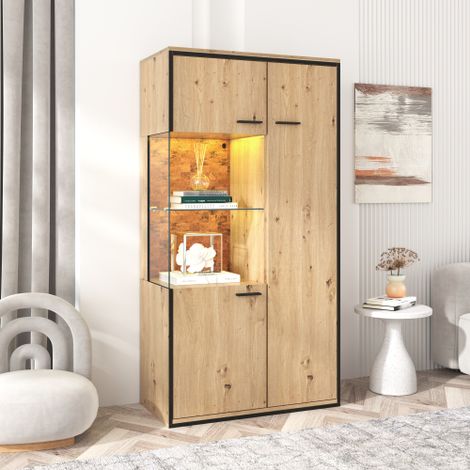 Vetrina Moderna Con Luci A Led - 150hx78lx40dcm - Anta In Vetro, Ripiani Versatili, 15 Opzioni Di Colore, Ampio Spazio Di Archiviazione, Ripiano In Vetro, Vetrina, Vetrina, Armadietto Con Luci, Armadi (1/5)