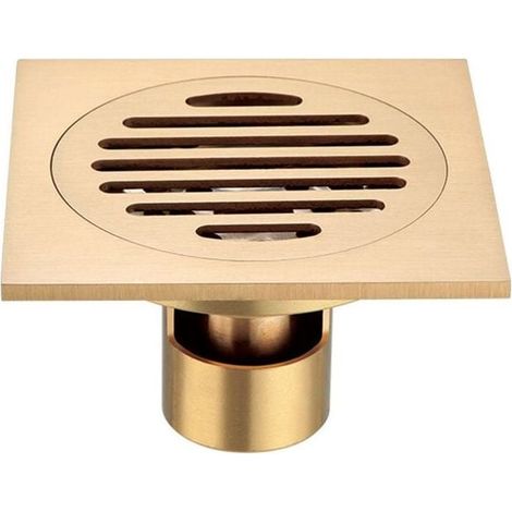 Caniveau de douche carré en laiton, siphon de sol carré en acier inoxydable pour salle de bain, gros calibre (1/4)