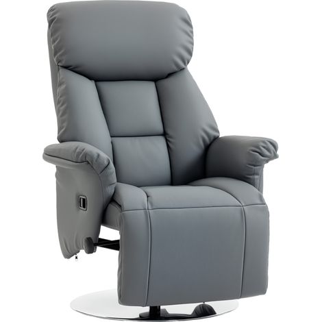 Poltrona reclinabile girevole con poggiapiedi regolabile, portata massima 120 kg, ideale per soggiorno, camera da letto e home cinema, colore grigio. (1/5)