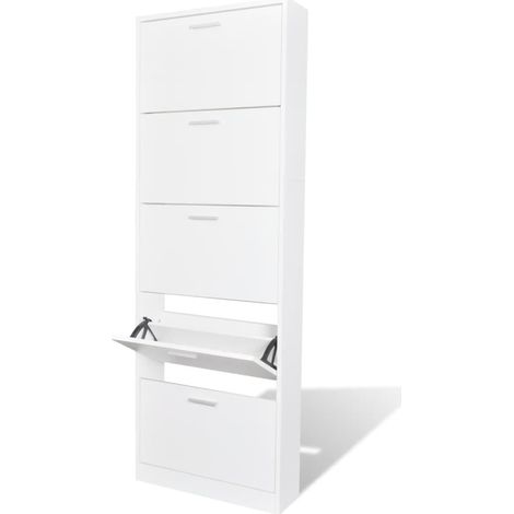 vidaXL White Wooden Shoe Cabinet with 5 Compartments (1/5)