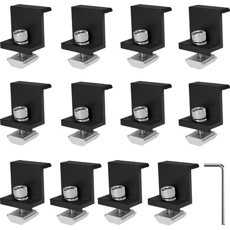 Kit de Support de Panneau Solaire: Lot de 12 Supports de Panneau Solaire, Pince D'Extrémité Solaire 30 mm pour Toits, Murs, Bateaux,Camping-Cars, Pince de Bord de Support en Z (1/5)