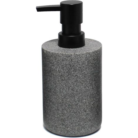 Weiche Innenausstattung, Seifenspender (Durchmesser 7 x 16 cm), Anthrazit-Granit, schlichtes Polyresin