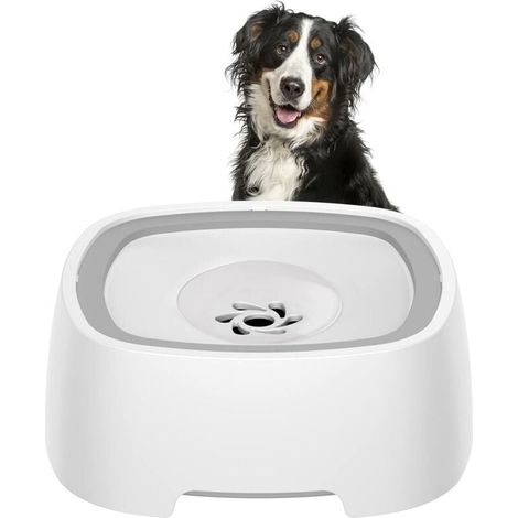 Splash-proof Dog Water Bowl, 1.5L, Leak-proof Pet Bowl, Floating Water Bowl, Dog and Cat Bowl YMYNY (1/4)