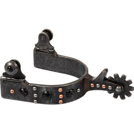 Speroni western in acciaio con con perle decorative e rotella dentata posteriore