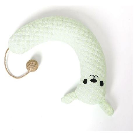 Coussin en U pour Chien et Chat en Soie Glacée Rafraîchissante - Oreiller Respirant Apaisant avec Balle de Jeu Intégrée, Modèle Vert Menthe (1 Pièce)