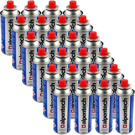 Pack de 24 cartouches de gaz butane 250g – Encliquetables – Technologie Stop-Fuite – Homologation TUV – Compatible réchauds et chalumeaux – Alpentech (1/6)