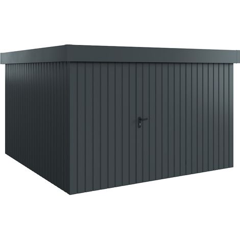 Hörmann Ecostar Metall-Gerätehaus "Euroline Trend" mit Flachdach EFD 14, anthrazitgrau, 310 x 310 cm, 1-flüglige Tür
