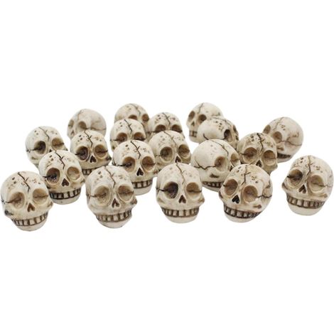 Conjunto de 20 pequeñas cabezas de esqueleto de resina para Halloween (1/5)