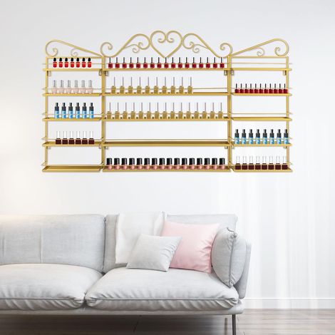 Étagère de rangement de vernis à ongles murale à 5 couches, présentoir de cosmétiques en métal, Étagère murale de parfum de rouge à lèvres, Home Spa manucure shop (1/5)