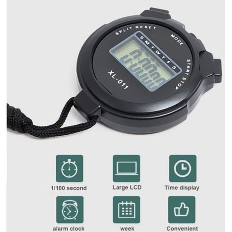 Chronomètre numérique sport - Étanche multifonction Affichage LCD - Entraînement et compétition - Noir (1/5)