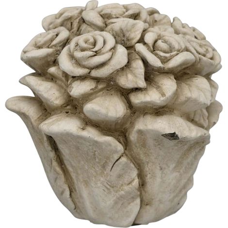 Scultura floreale in cemento - Bouquet di rose in vaso (1/5)