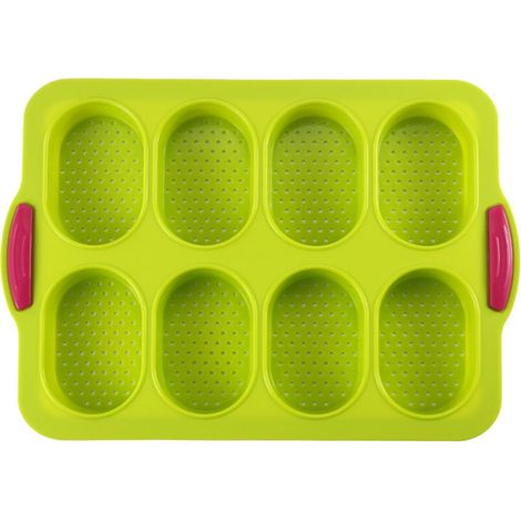 Moule Baguette Silicone Antiadhésif Moules à Pâtisserie Plateau à Cake Cuisson Outil pour Pain au Lait (vert) (1/4)