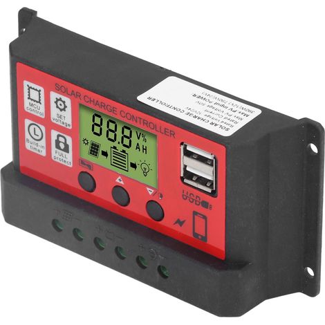 Contrôleur de charge solaire, régulateur intelligent de batterie pour panneaux solaires, écran LCD, 12 V 24 V 30 A (1/5)