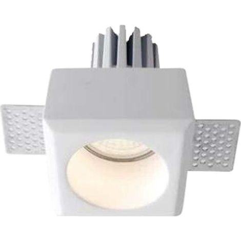 Portalámparas LED empotrable cuadrado V-TAC GU10, cuerpo de yeso blanco