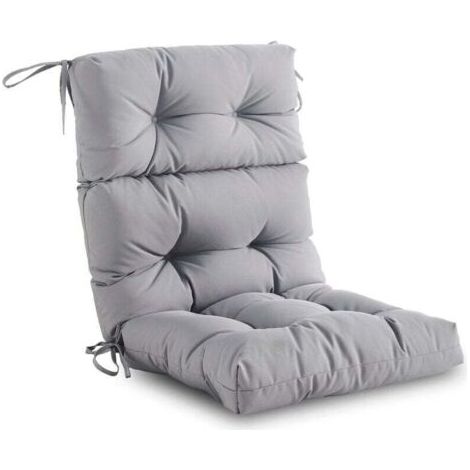 Coussin de chaise à dossier haut pour intérieur/extérieur – Assise/dossier en mousse haute résilience, imperméable et résistant aux intempéries, convient aux meubles d'extérieur, gris (1/4)