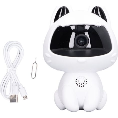Caméra de Surveillance Intérieure Sans Fil en Forme de Robot pour Animaux, Détection de Mouvement et Audio Bidirectionnel (1/5)