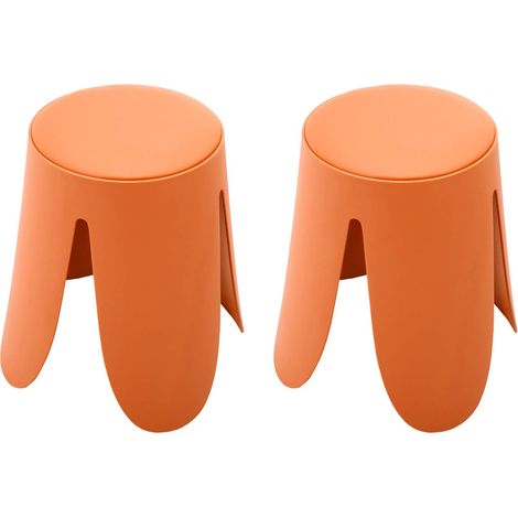 sweeek - 2er-Set stapelbare Hocker mit Kunstleder
