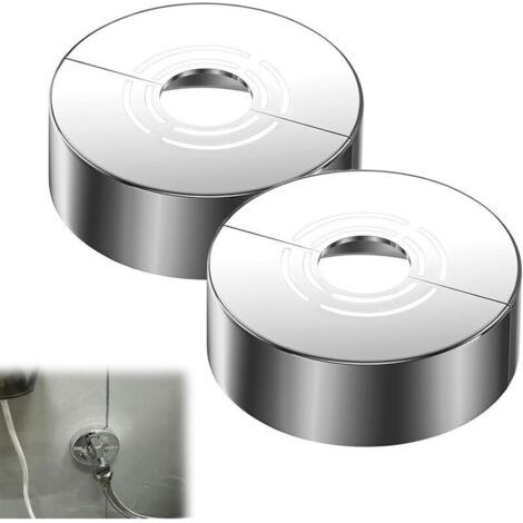 Lot de 3 Rosace Mitigeur Douche 3 Tailles en 1,Rosace Robinet Divisée pour Ø 20,5 mm/25,5 mm/32,5 mm, Cache Tuyau pour Radiateur, Robinet de Douche, Installation Facile, Chrome (70 x 30 mm) (1/4)