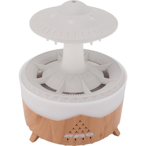 UFO-Regentropfen-Luftbefeuchter mit bunten Lichtern, Fernbedienung, Timer, Duftfunktion, 100–240 V, Holzoptik, EU-Stecker (1/5)