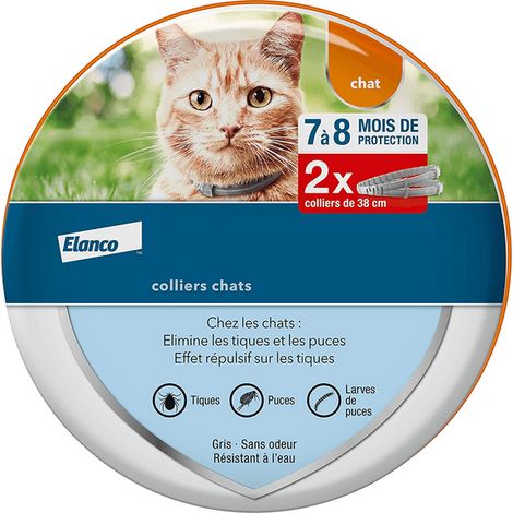 Collier antiparasitaire pour chats - 2 colliers brillants contre puces et tiques (1/5)