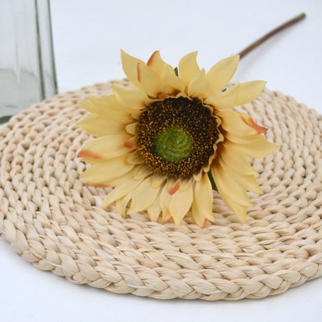 Tournesol Artificiel - Tige Longue Flexible avec Fil Métallique - Fleur en Plastique Réaliste pour Vase Haut - Décoration Intérieure Mariage Fête Automne - 1 Pièce (1/5)