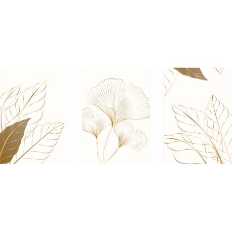 Poster-Set – goldene Blätter, Blumen PLN015 (1/5)