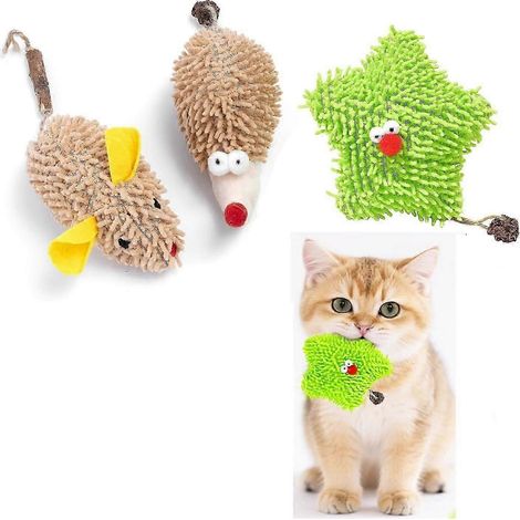 Jouets interactifs en peluche pour chats, jouets à l'herbe à chat pour chatons adultes d'intérieur, jouet à mâcher pour le nettoyage des dents, peluche résistante aux morsures, bienfaits pour la santé (1/4)