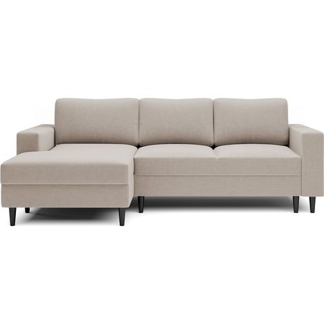 Selsey NALIKA - Canapé d'angle - 230 cm - en L avec un coffre de rangement - velours hydrophobe - beige - côté gauche (1/5)