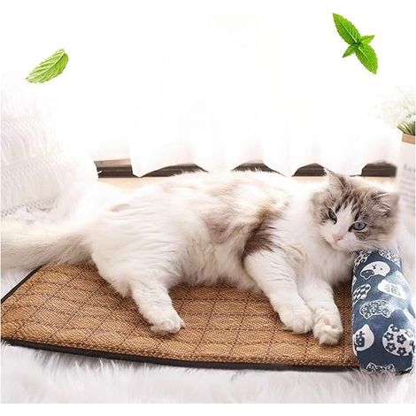 Universelle Kühlmatte für Hunde und Katzen, ungiftige Kühlmatte aus Naturrattan für Hunde und Katzen, waschbar, rutschfest, Haustier-Kühlmatte, 2838 cm (1/5)