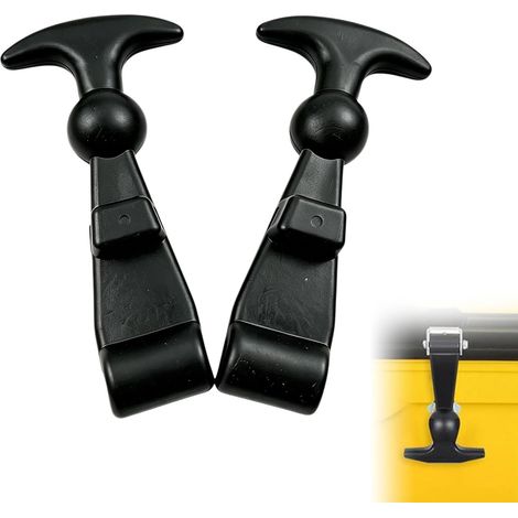 Supports de Capot Élastiques,Attache Capot Caoutchouc, Poignée en T Flexible,T Supports de Capots,pour Boîte à Outils, Chariot, Moteur de Voiture, 2 Pièces (Noir) (1/5)