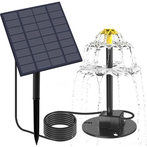 Bomba solar de 2,5 W para fuente de agua con 9 boquillas, ideal para bebederos para pájaros, estanques de jardín, piscinas, acuarios y otros espacios exteriores.