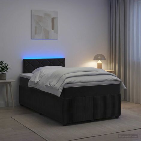 vidaXL Lit boxspring avec matelas Noir 120 x 190 cm Velours (1/5)