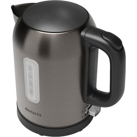 Bouilloire électrique 1 l 2200 W en acier inoxydable anti-fingerprint, contrôle Strix, base 360° sans fil, filtre métallique, couleur : acier (1/2)