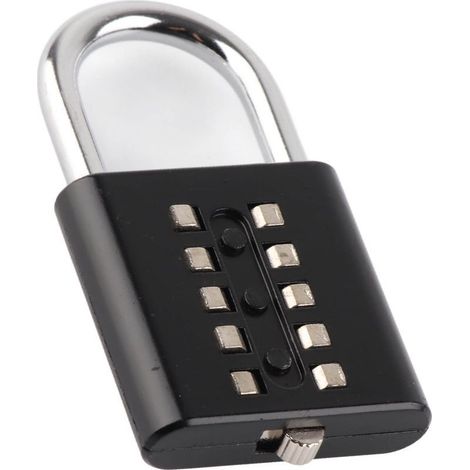 Cadenas de sécurité à 10 chiffres, combinaison de boutons poussoirs, étanche, pour l'extérieur, pour armoire de gymnastique, porte, boîte à outils, valise. (1/5)