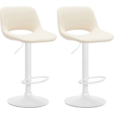 Taburetes de bar sillas altas x2 con reposapiés PVC crema base de metal blanco 100004071 (1/5)
