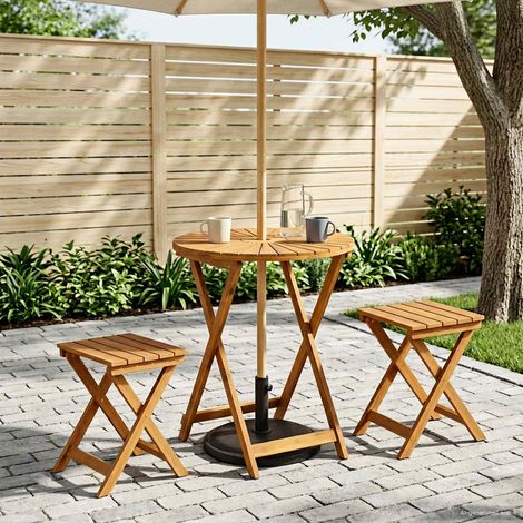 Mesa de jardín plegable Natural Ø60 x 75 cm