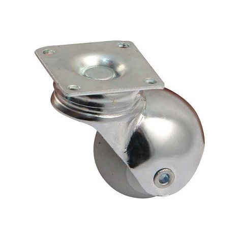Rueda esférica cromada con placa Ø40 carga máx. 30 kg.