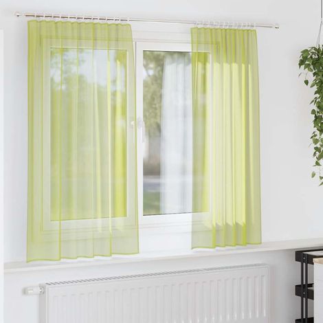 Voile Vorhänge mit Stangentaschen 2 Stk. Apfelgrün