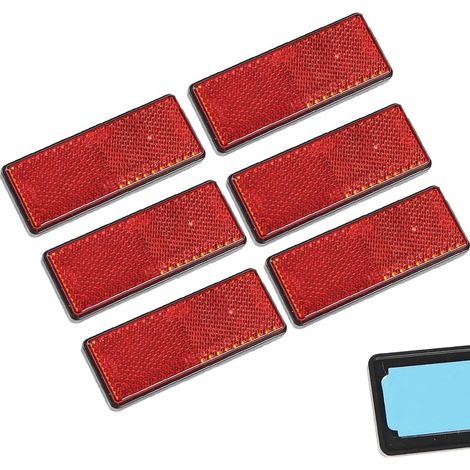 6 x Self-Adhesive Rectangular Red Reflective Rear Safety Reflectors for Fence Posts Trailer Caravan (Red) (1/5)