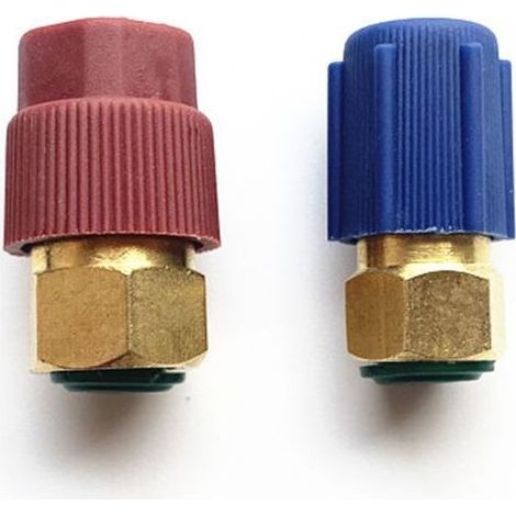 Adaptateurs de Recharge Climatisation R12 à R134a - 2 Pièces, Filetage 7/16" et 3/8", avec Soupapes Intégrées (1/5)