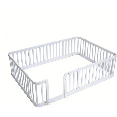Parc pour bébé modulaire blanc 140×200 cm, espacement sécurisé des barreaux de 7 cm, bords arrondis, conception de sol anti-pincement, barrière de sécurité multifonction pour la maison et les animaux (1/5)