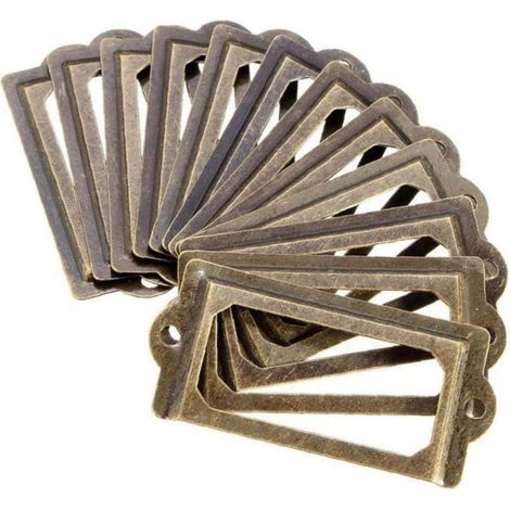 12 pièces boîte antique étiquette,Poignée de meuble,meubles armoire tiroir boîte,métal tirer cadre poignée fichier titulaire de la carte de visite (1/5)
