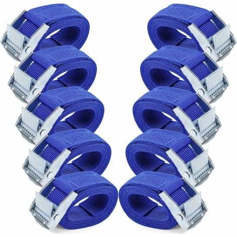 1M×2.5cm Tie Down Straps - 10pcs Ratchet Straps with Cam Buckle Adjustable Rustproof Alloy Quick Release Lashing Straps, Blue (1/5)
