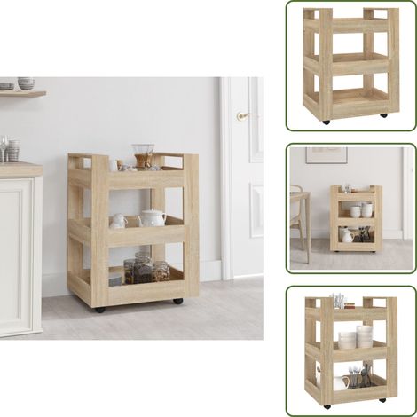Sonoma-Eiche - vidaXL Küchenwagen Sonoma-Eiche 60x45x80 cm Holzwerkstoff - Küchenorganisation (1/5)