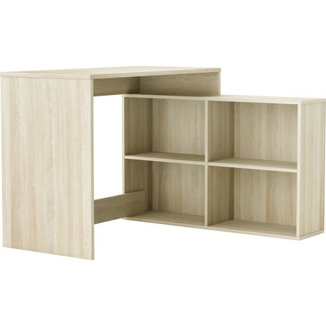 Bureau d'angle en panneau de particules, chêne shannon - 111,9 x 76,7 x 100,7 cm - PEGANE-