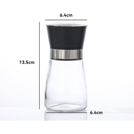 Lot de 2 moulins à sel et poivre en verre à grain réglable, récipient à épices, rangement pour épices (1/5)