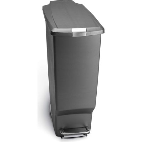 Poubelle à pédale étroite, Plastique, gris, 40 Liter (1/5)