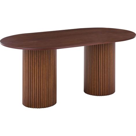Tavolo da pranzo rustico da cucina Piano ovale Gambe in legno di gomma 180 x 100 cm Legno di frassino scuro Sheridan