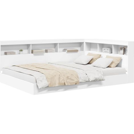 Cama con Estantería Blanco 135 x 190 cm Madera contrachapada vidaXL