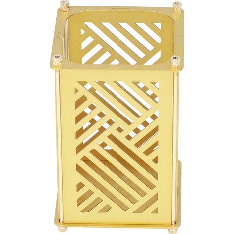 Porte-crayons en métal doré à monter soi-même - Organisateur de bureau cylindrique grande capacité - Accessoire de rangement élégant